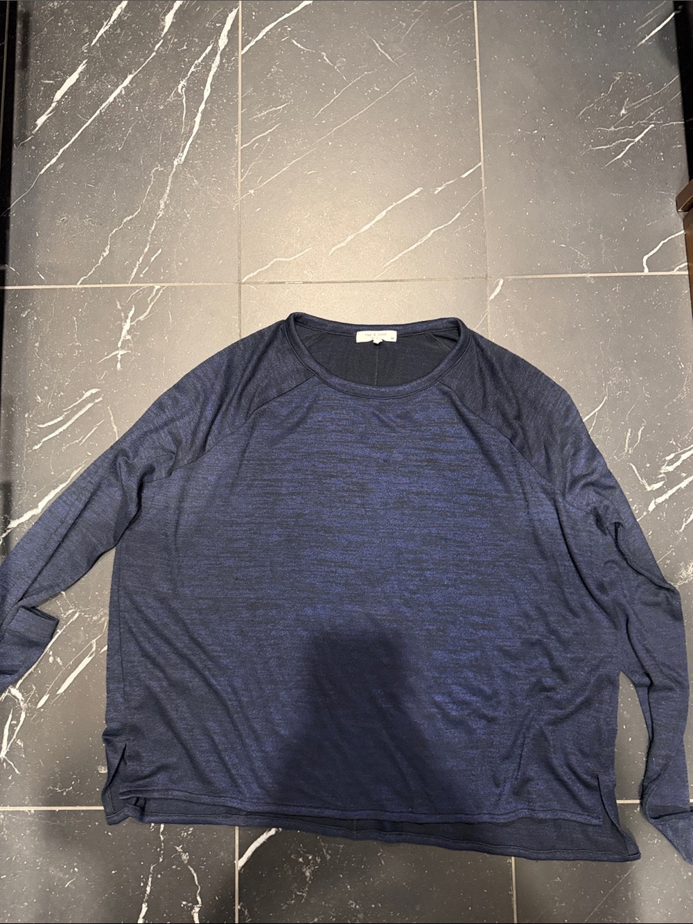 rag & bone women's oversized  Navy Long-Sleeve Crewneck Pullover
